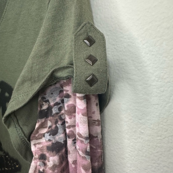 Y2K forever orchid long sleeve top rhinestones studs Camo size 16 girls - Picture 2 of 5
